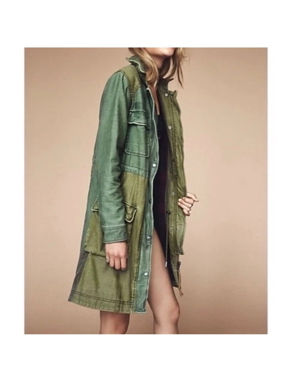 Free people colorblock military cargo buffalo plaid lined women’s jacket size M